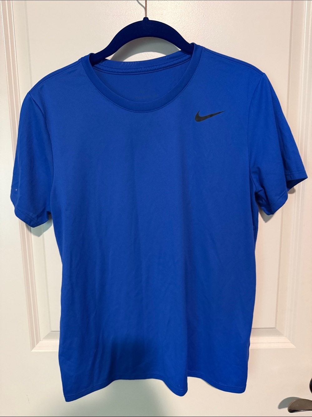 Nike Unisex Short Sleeve Crew Tee — Blue with Black Swoosh